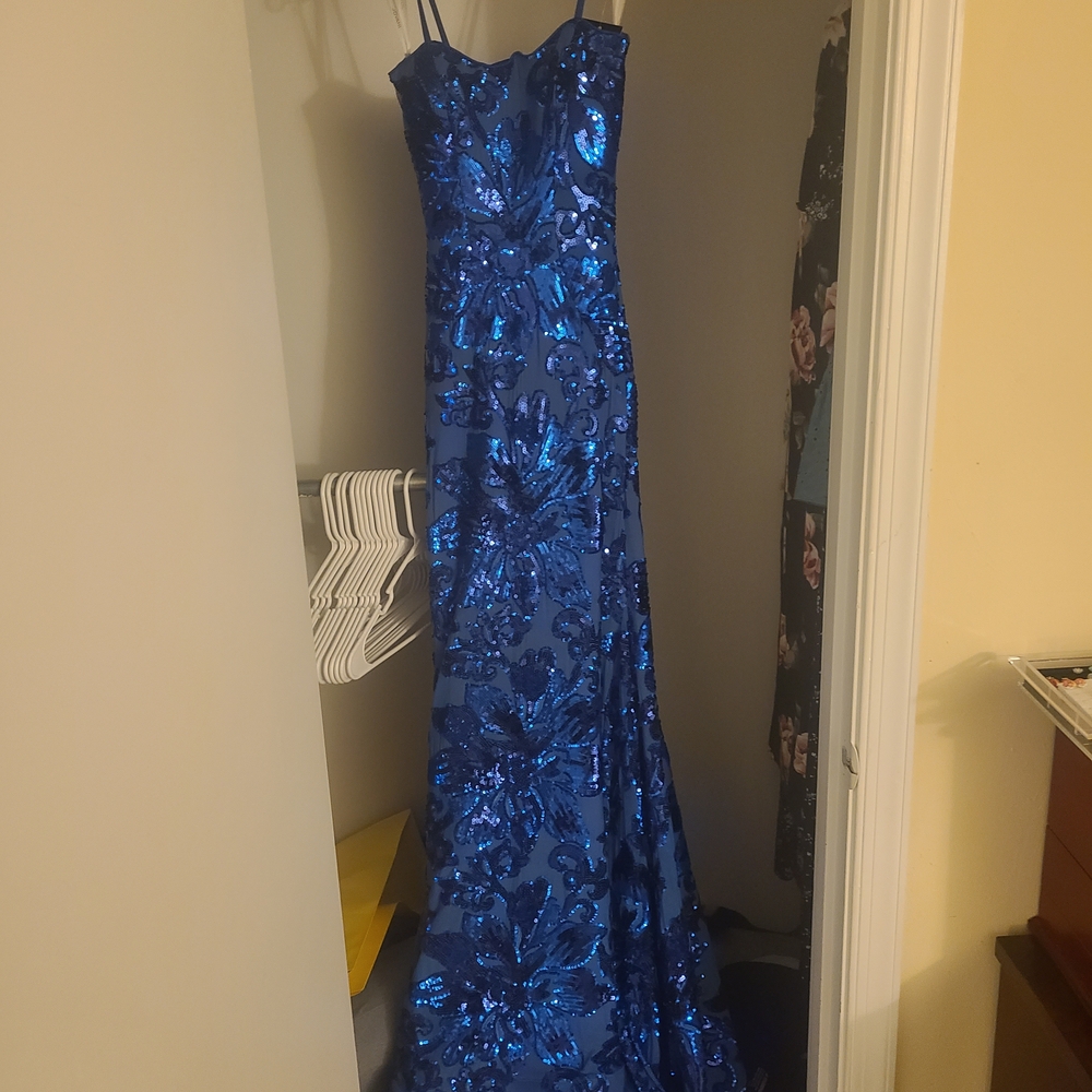 Jovani Royal Blue Sequin Dress